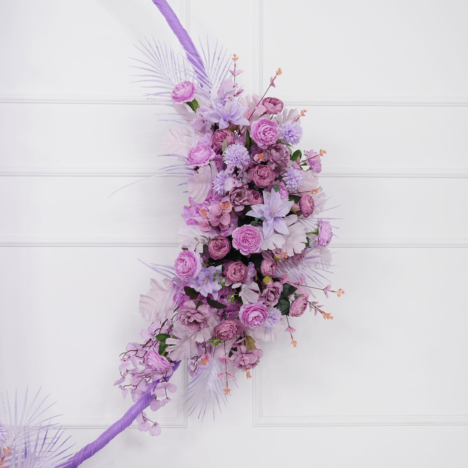 Artificial Purple Wedding KT Backdrop Flower Row Decor