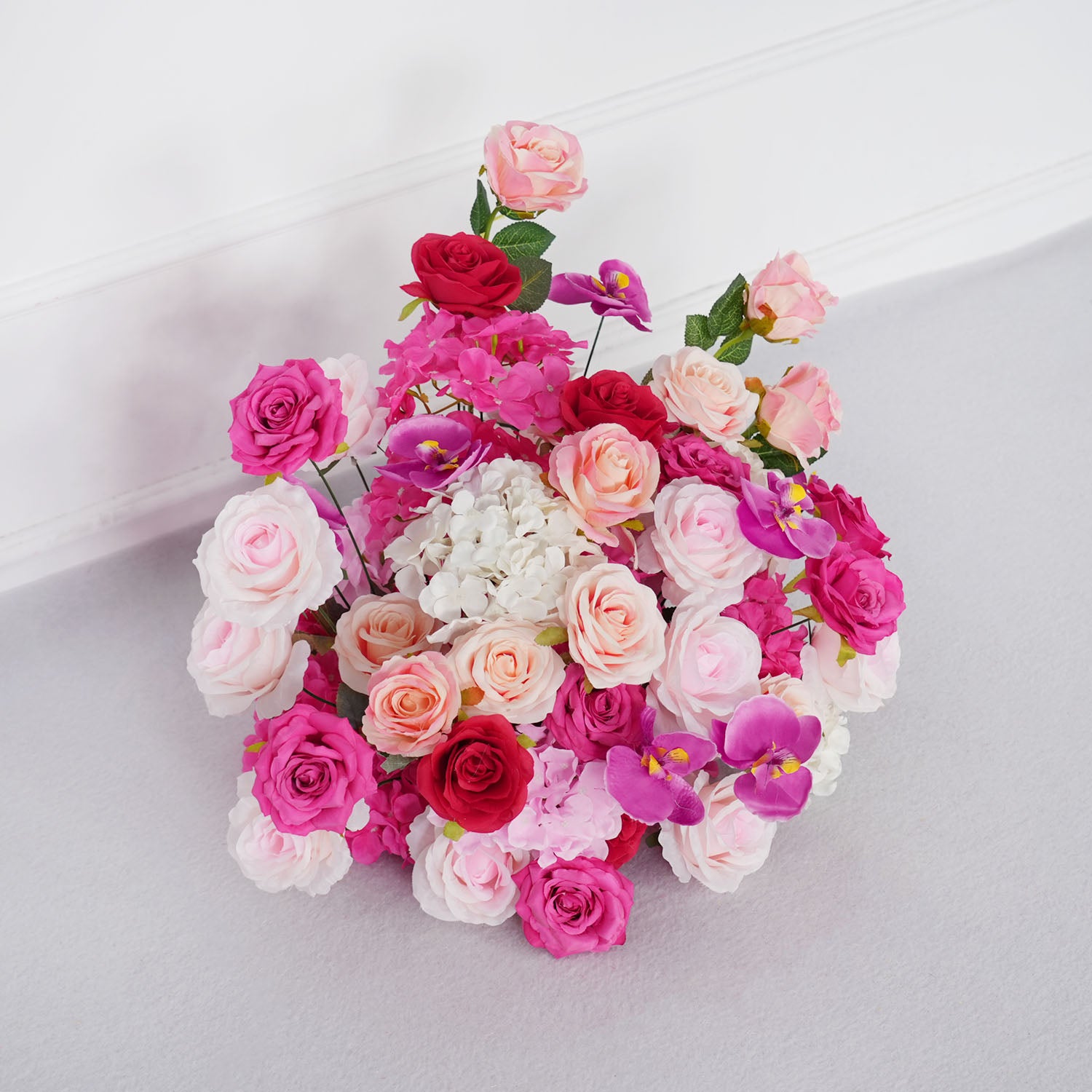 Uflower Pink Rose Wedding Background Arch KT Board Decoration Flower Arrangement