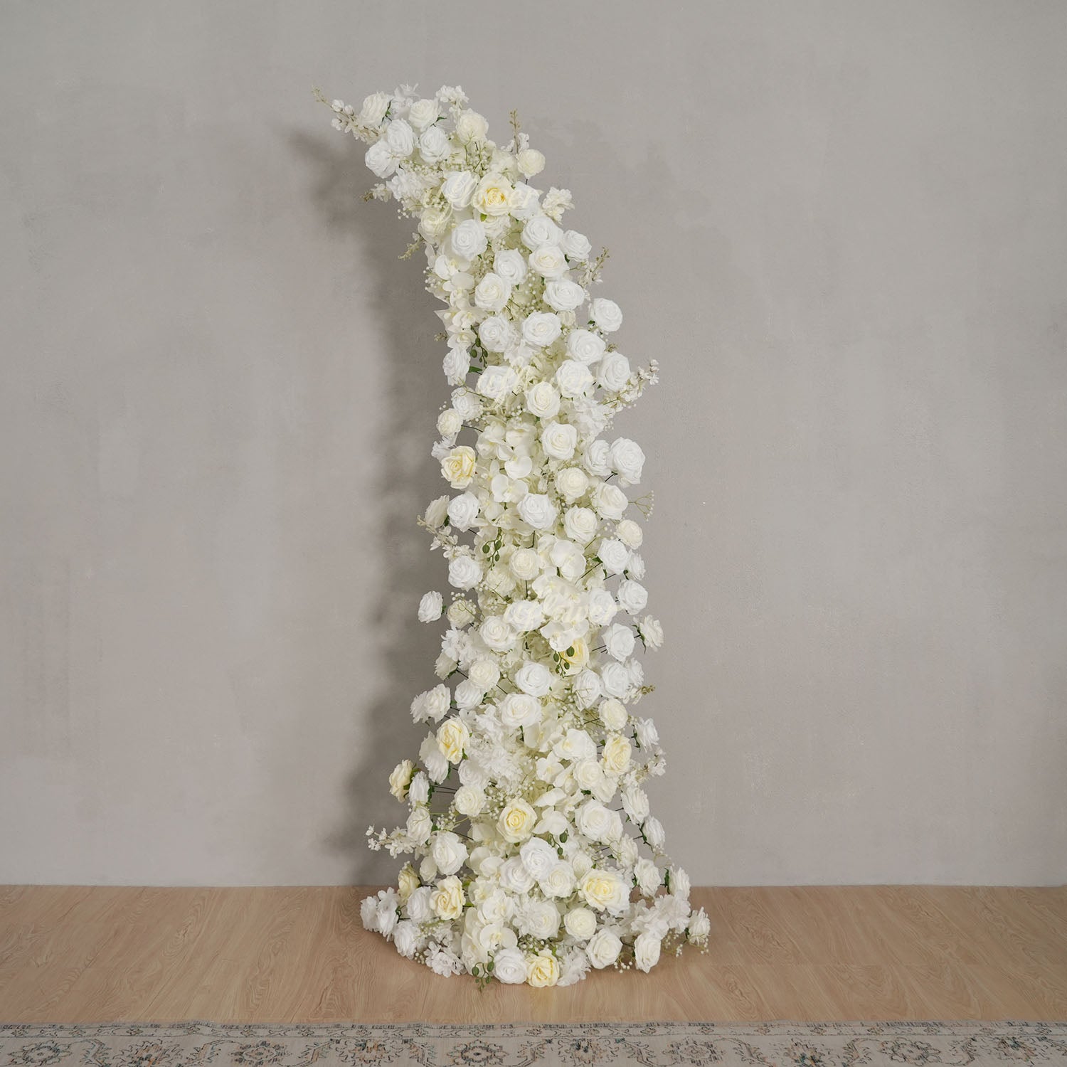 Uflower White Rose Horn Arch Floral Arrangement Wedding Backdrop Decor