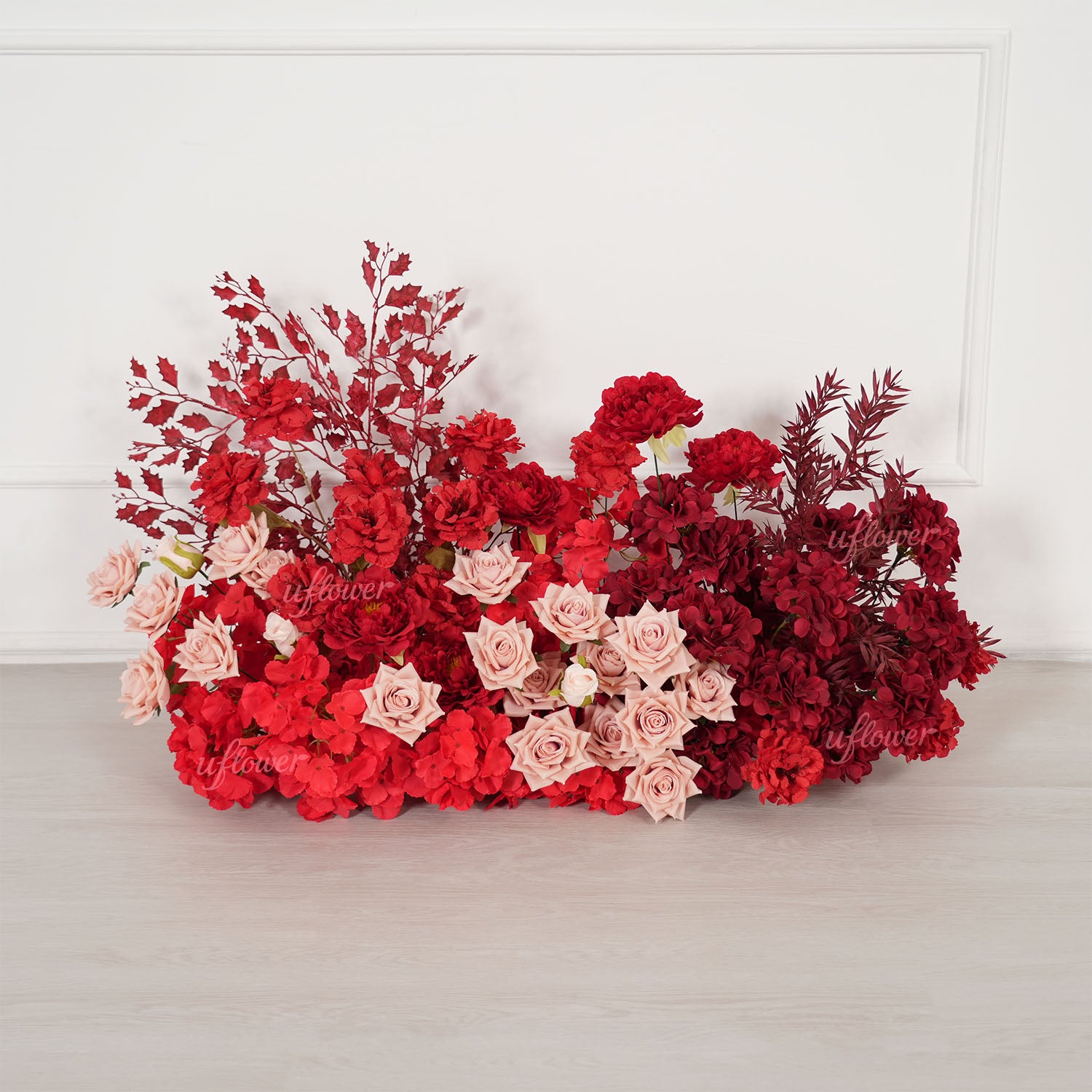 Uflower Red Floral Arrangement Wedding Backdrop Floral Props