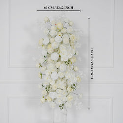 Uflower Artificial White Rose Flower Row Wedding KT Backdrop Decor