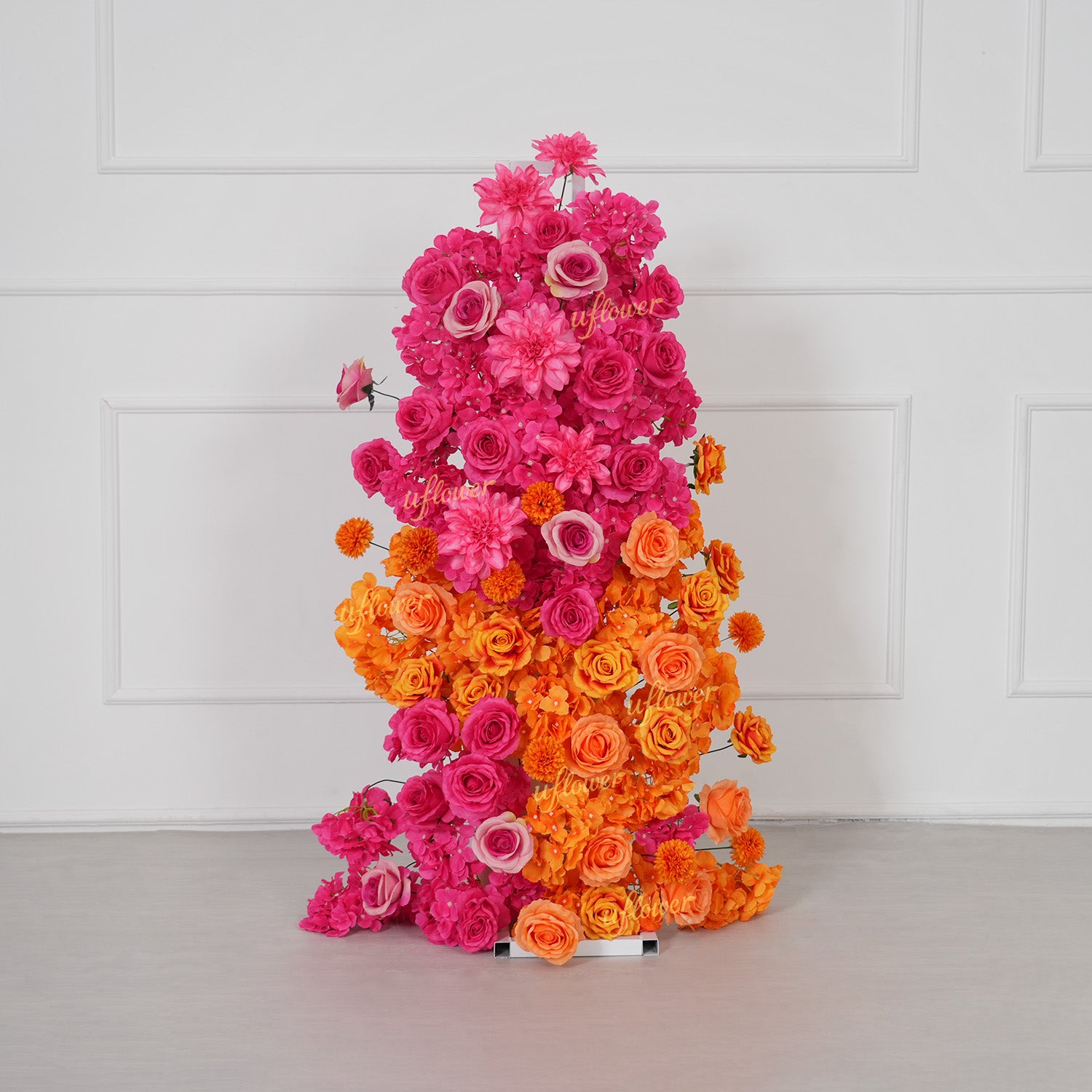 Uflower Rose Red Orange Flower Wedding Backdrop Arch Floral Arrangement