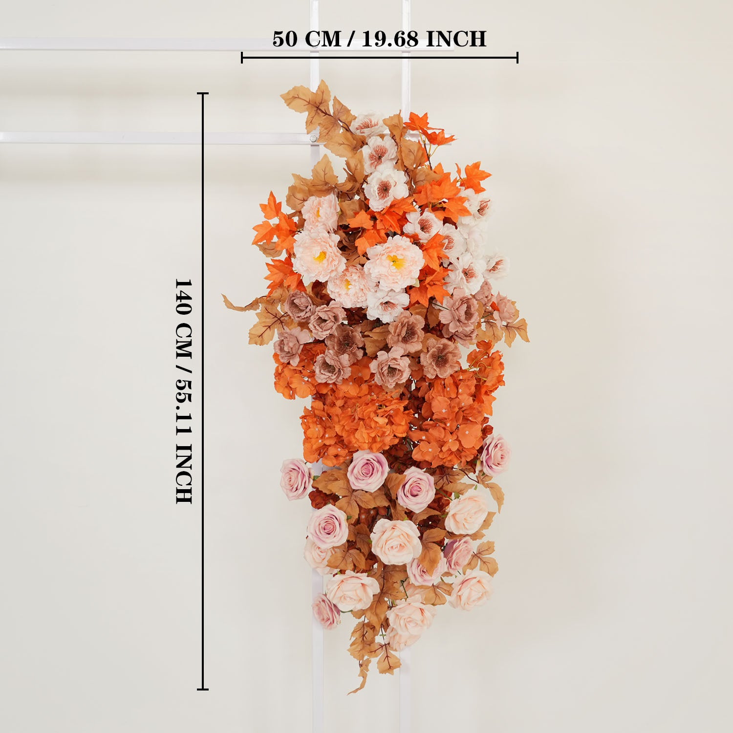 Uflower Artificial Autumn Pink Flower Row Wedding KT Backdrop Decor