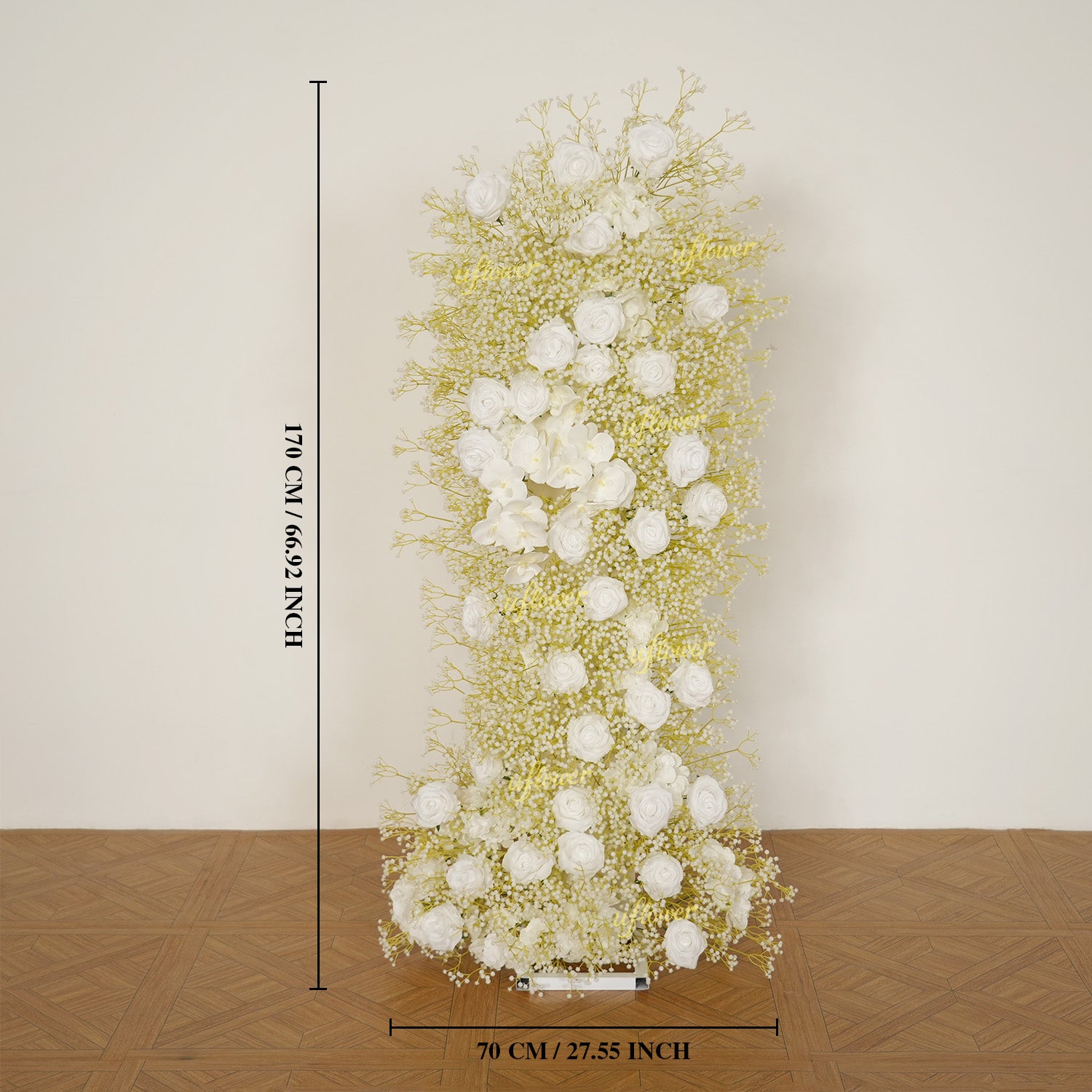 Uflower White Rose Baby Breath Wedding KT Backdrop Floral Arrangement