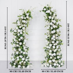 Uflower White Green Rose Floral Arch Wedding Backdrop Decor