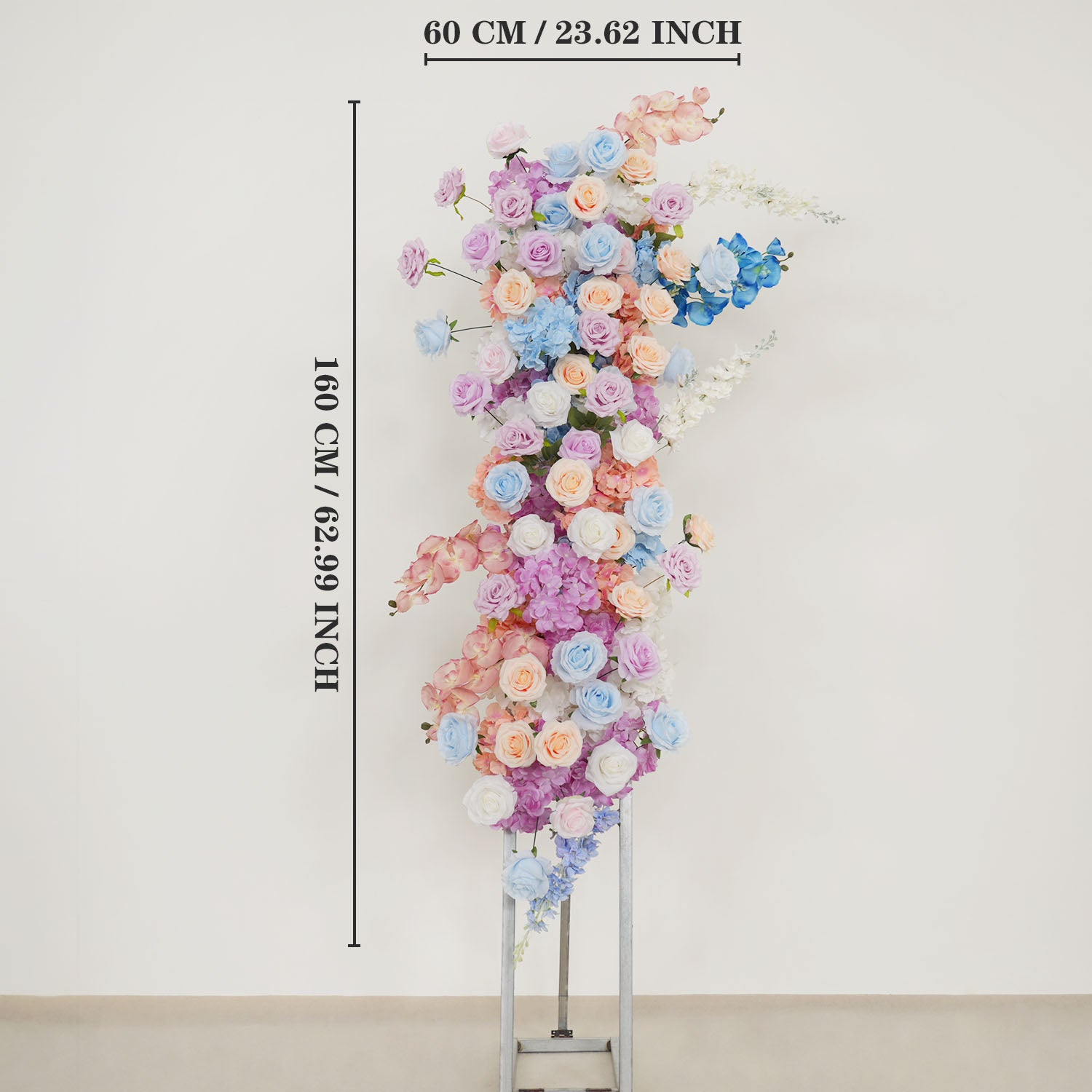 Uflower Artificial Purple Blue Wedding KT Backdrop Flower Row Decor