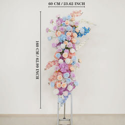 Uflower Artificial Purple Blue Wedding KT Backdrop Flower Row Decor