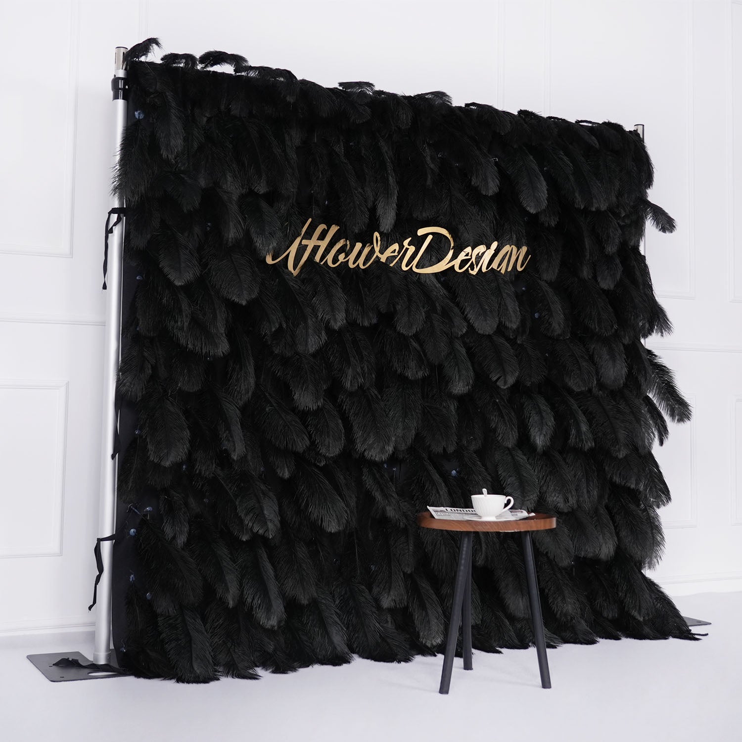 Uflower Artificial Black 5D Flower Wall Wedding Backdrop Deco Birthday Party