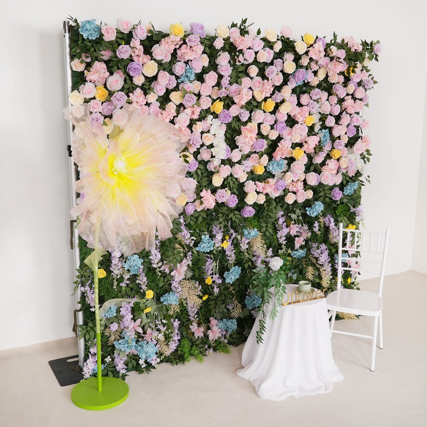 Uflower Flower Wall 3D Purple Pink Rose Floral Backdrop Wedding Party Proposal Decor