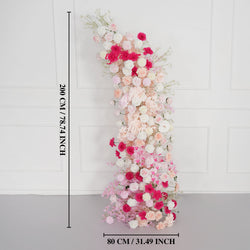 Uflower Pink White Floral Horn Arch Wedding Party Backdrop Decor