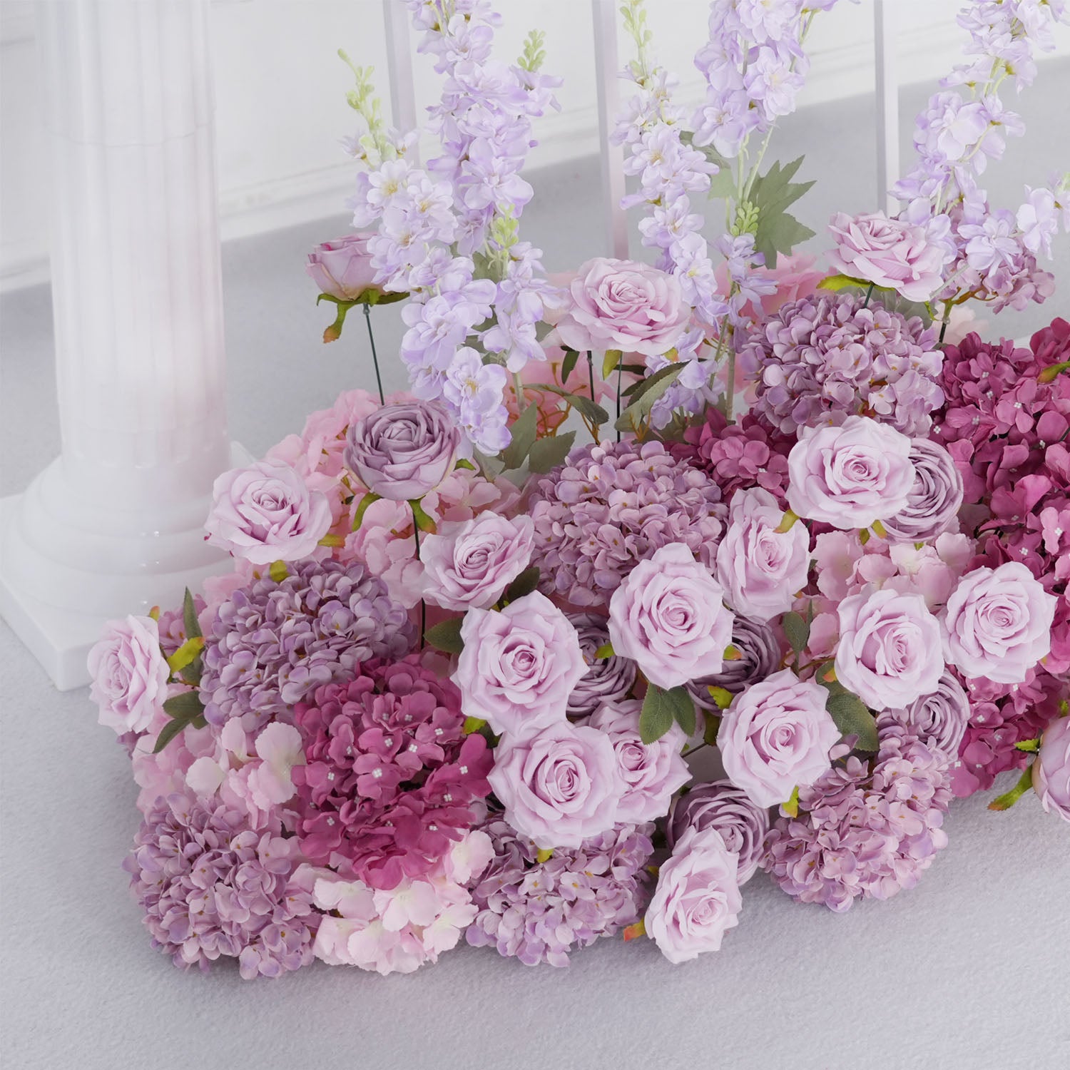 Uflower Rose Hydrangea Calla Lily Wedding Backdrop Arch Hanging Flower Row Floor Floral Arrangement