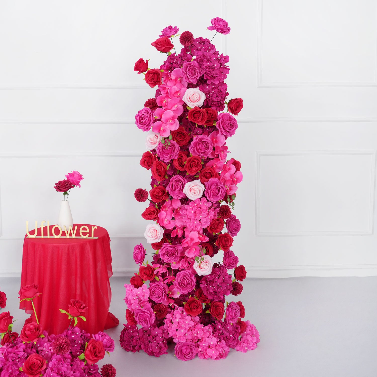 Artificial Rose Red Wedding KT Background Decor Flower Row