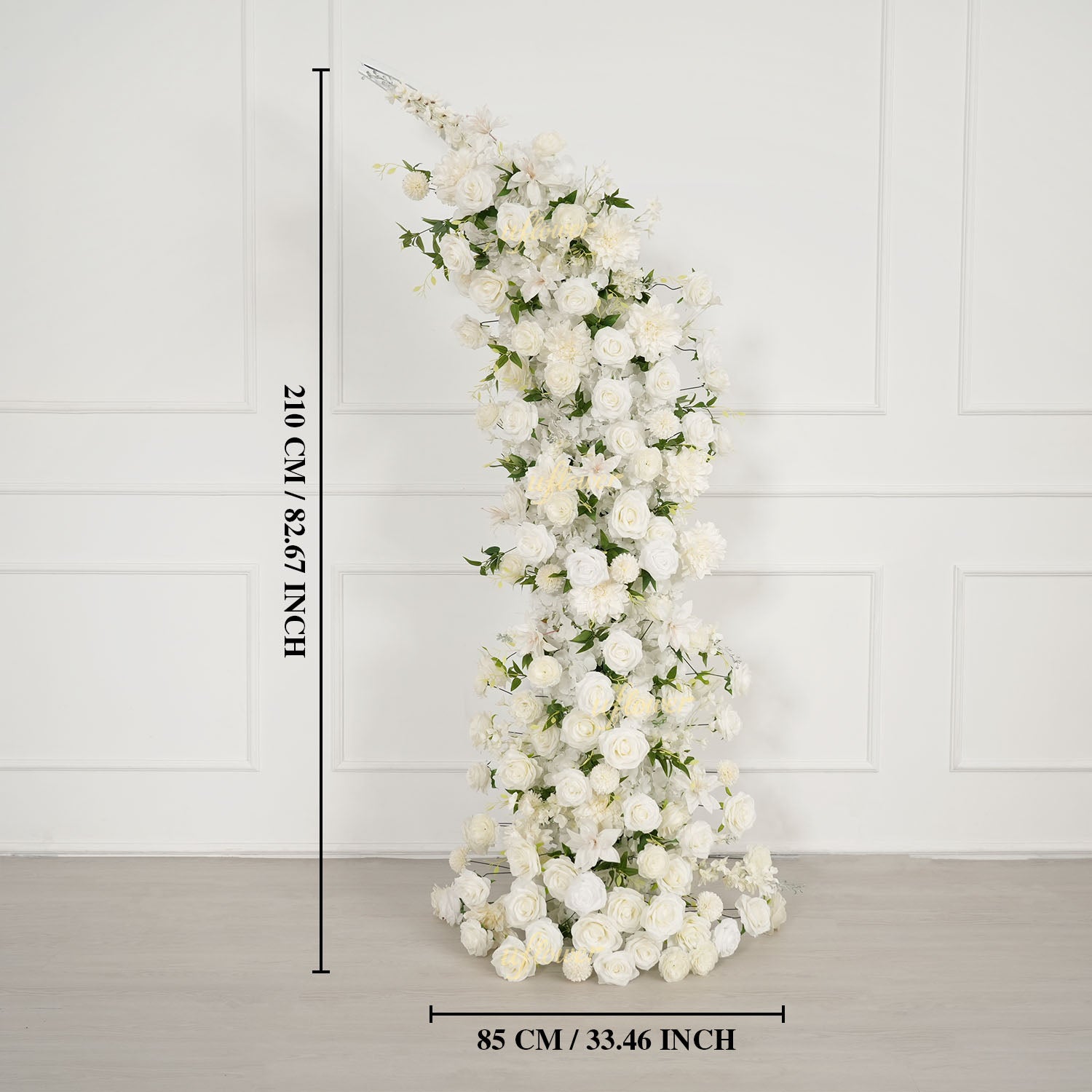 Uflower White Dahlia Floral Horn Arch Wedding Party Backdrop Decor