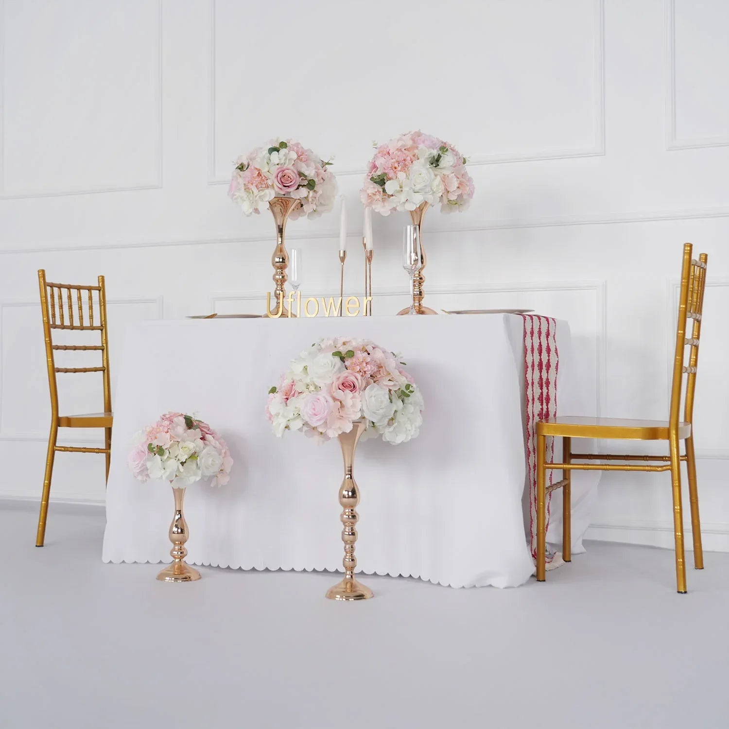 Uflower Pink Table Centerpiece Floral Ball Wedding Table Decoration - Uflower