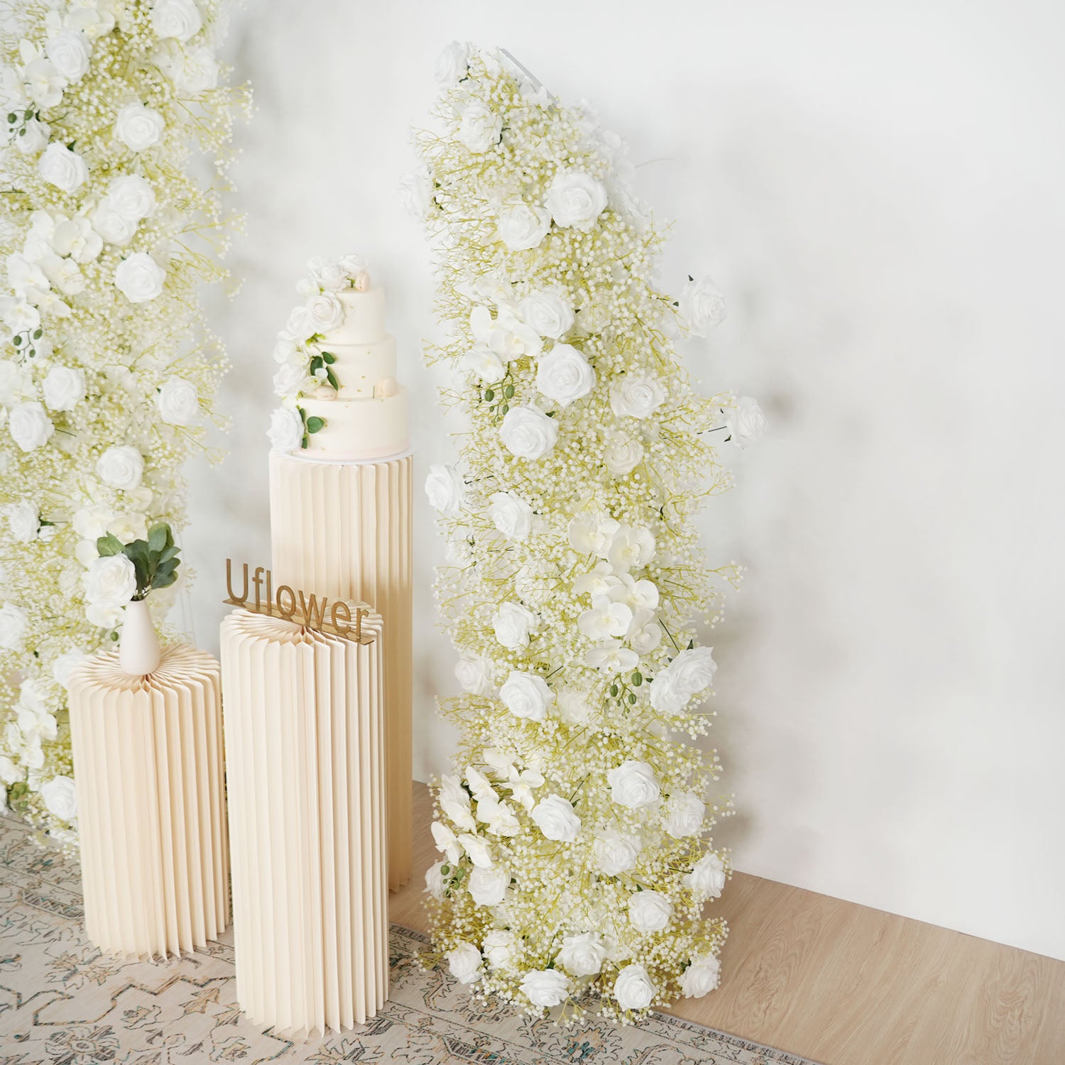 White Flower Row Decor Wedding Backdrop Horn Arch