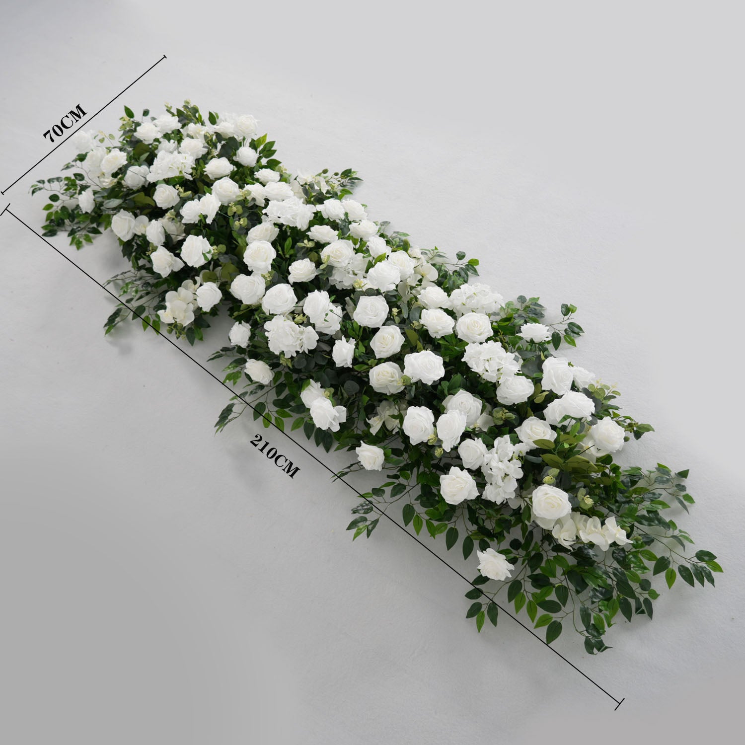 Uflower White Rose Green Leaf Ficus Leaf  Square Floral Arches