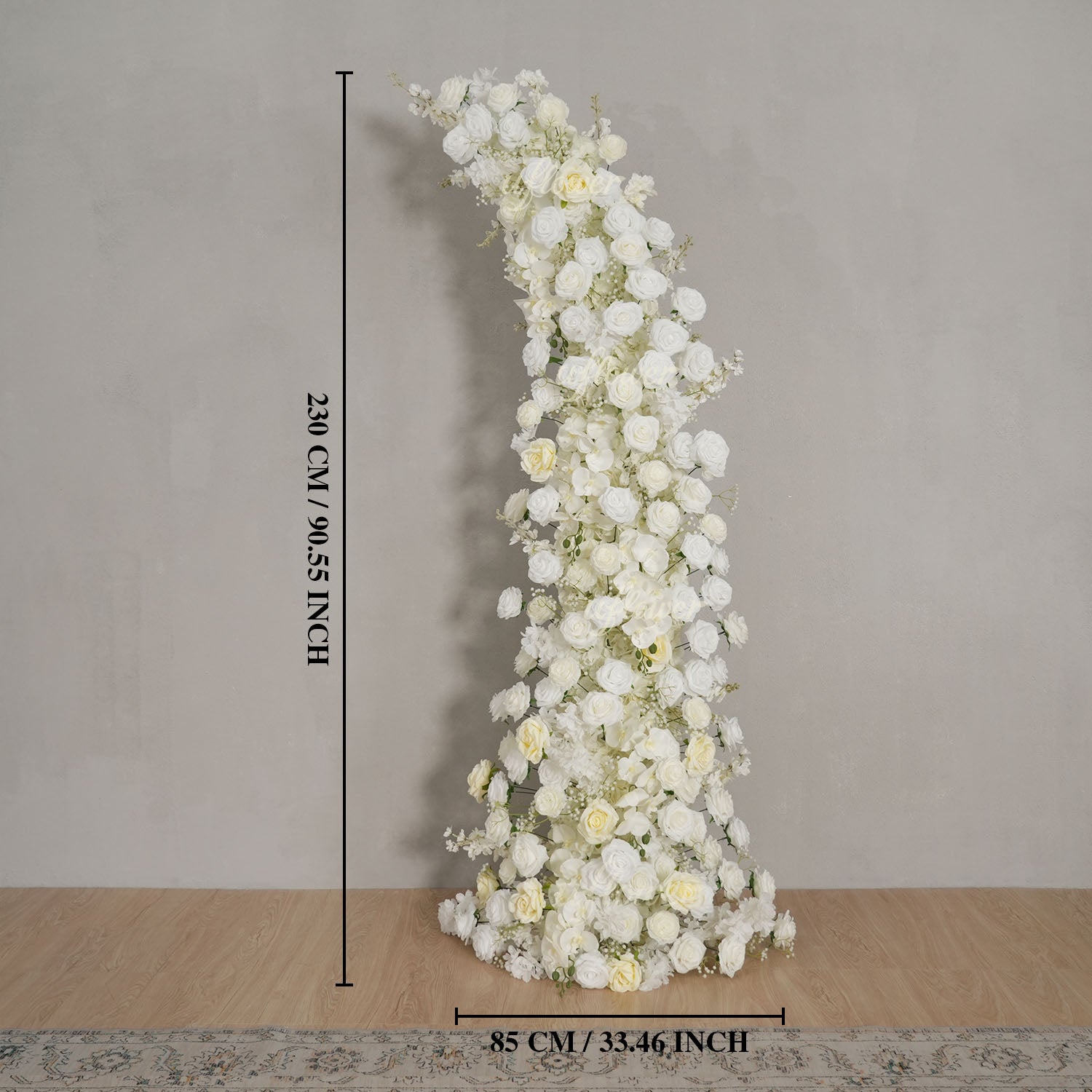 Uflower White Rose Horn Arch Floral Arrangement Wedding Backdrop Decor