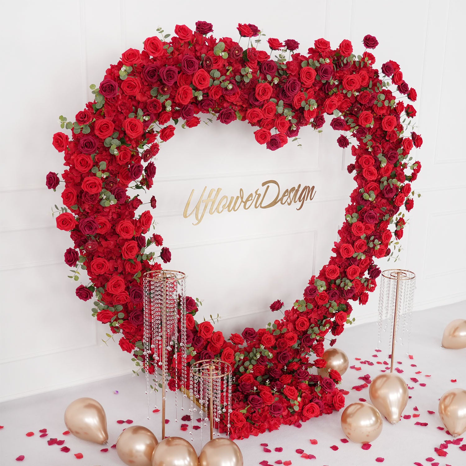 2.2m*2.2m Red Rose Wedding Arch Heart Arch Decor
