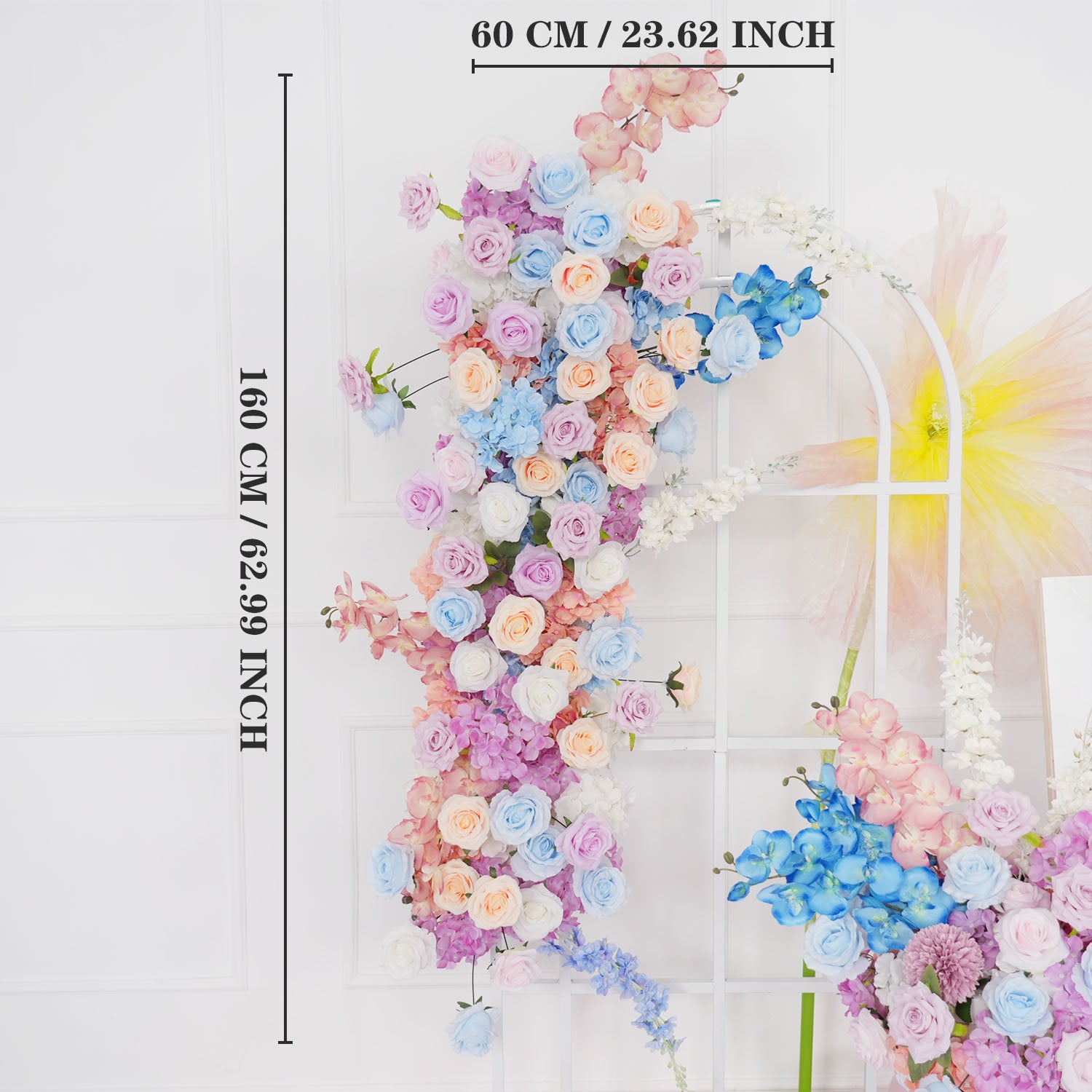 Uflower Purple Blue Rose Wedding Background Arch KT Board Decoration Flower Arrangement