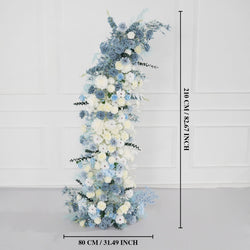 Uflower Blue White Floral Horn Arch Wedding Party Backdrop Decor