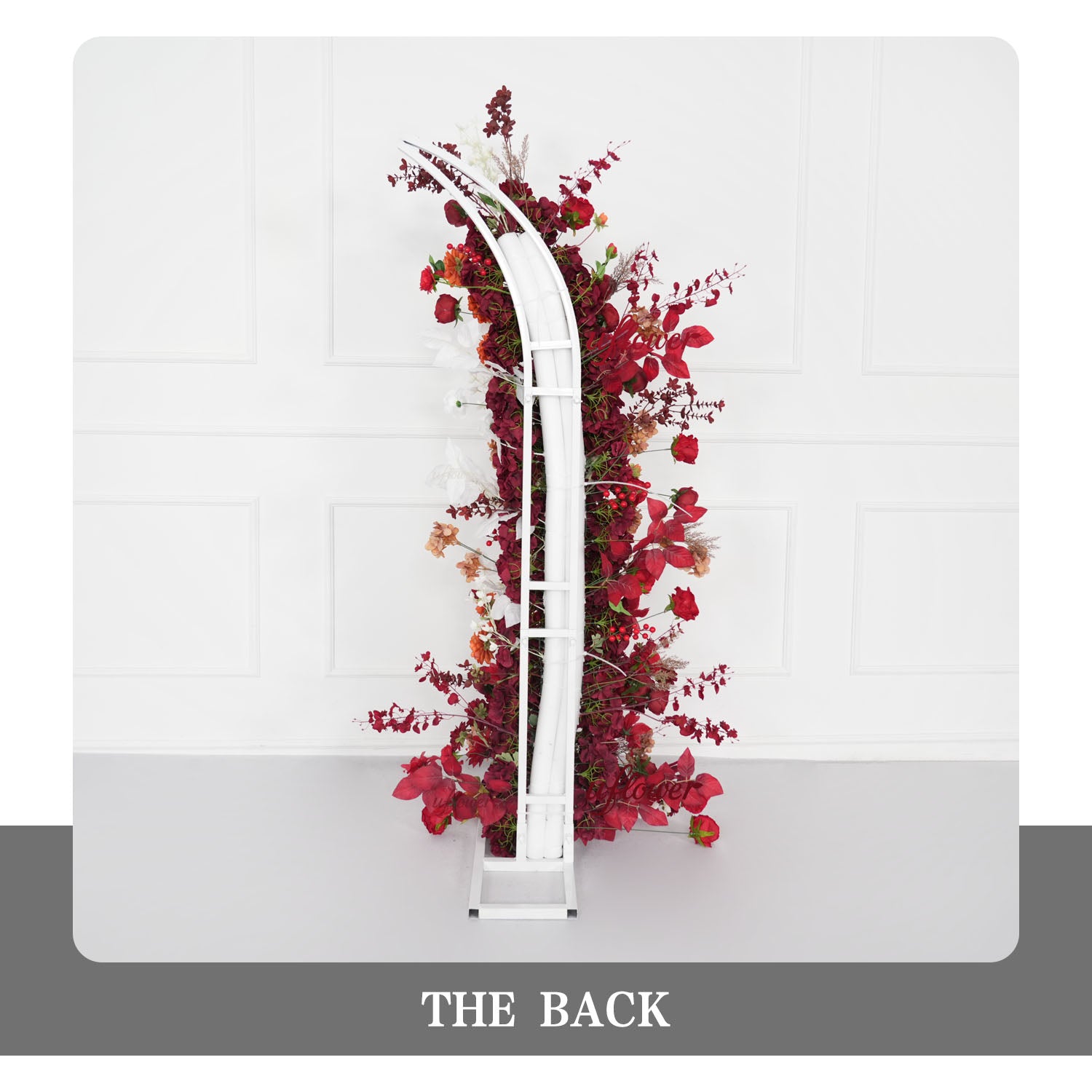 Uflower Autumn Red Rose Floral Horn Arch Wedding Party Backdrop Decor