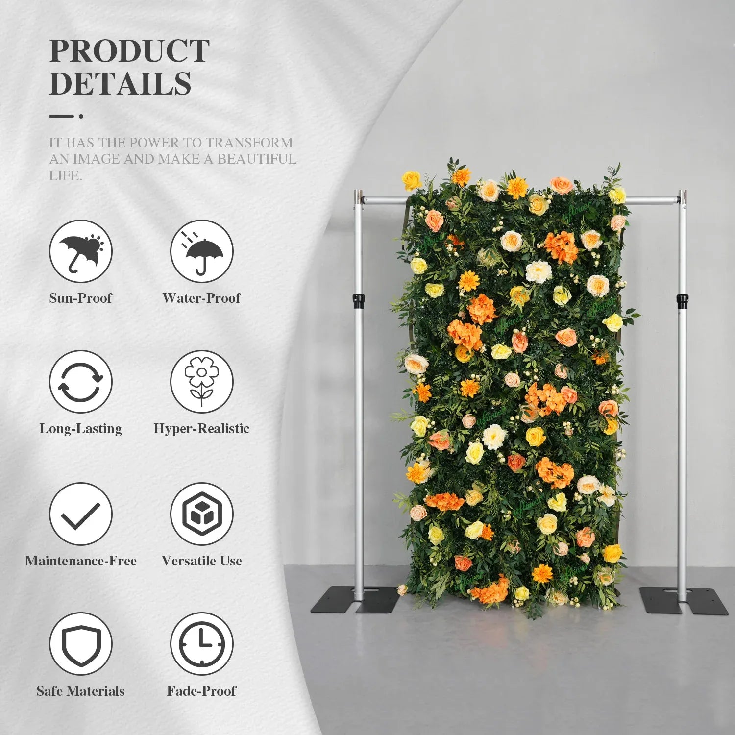 Uflower Autumn Orange Yellow Flower Wall Fall Wedding Party Event Decor SET80198 - Uflower