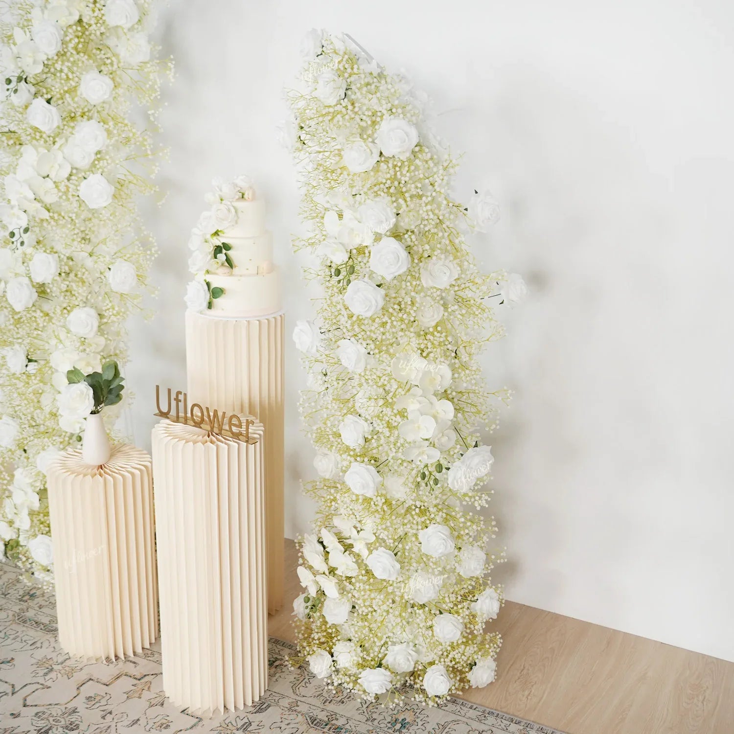 White Flower Row Decor Wedding Backdrop Horn Arch - Uflower