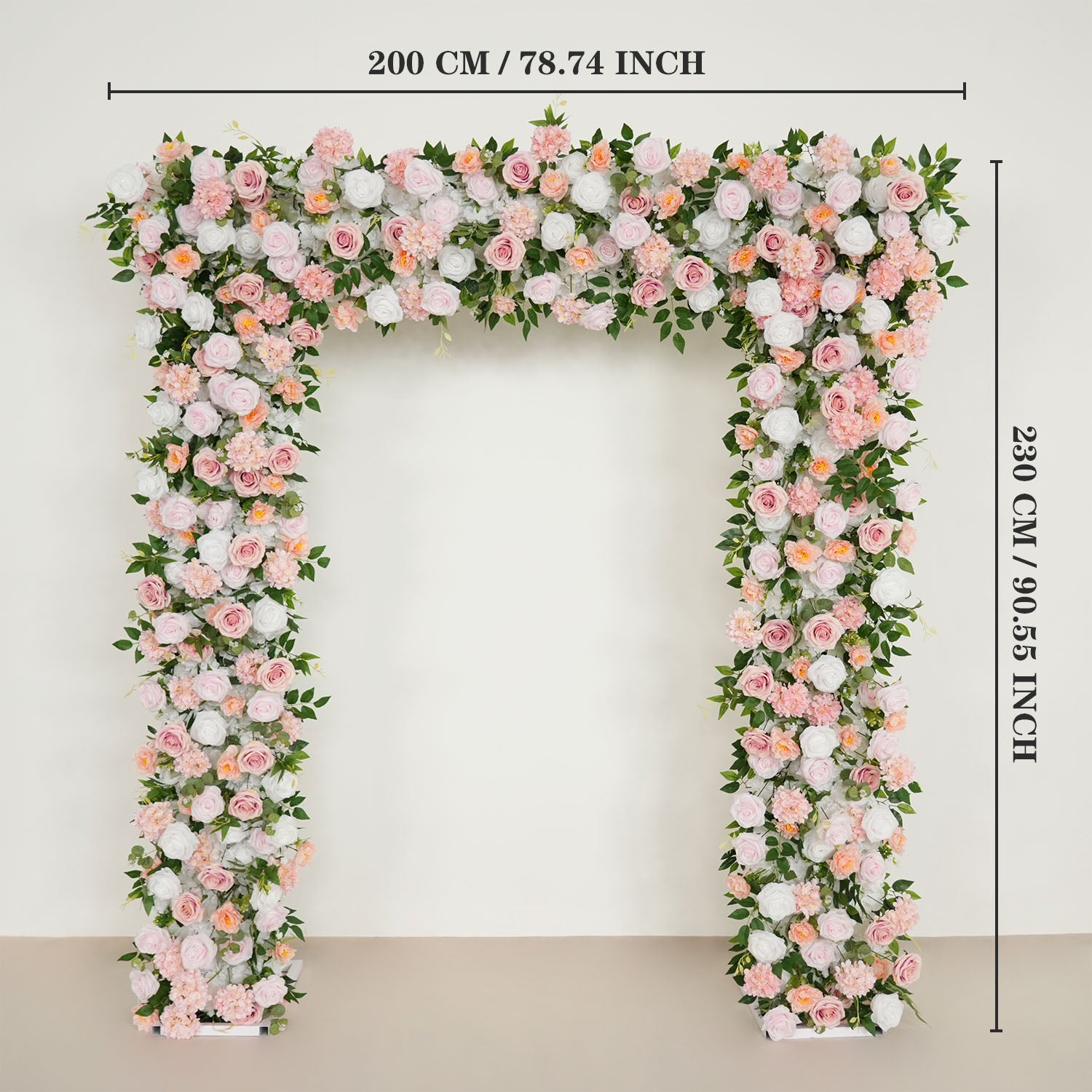 Uflower Pink White Rose Floral Square Arch Wedding Party Backdrop Decoration
