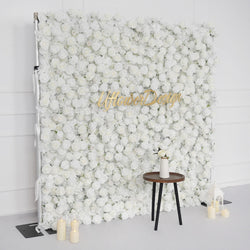 Uflower Artificial White Flower Wall Wedding Backdrop Decor