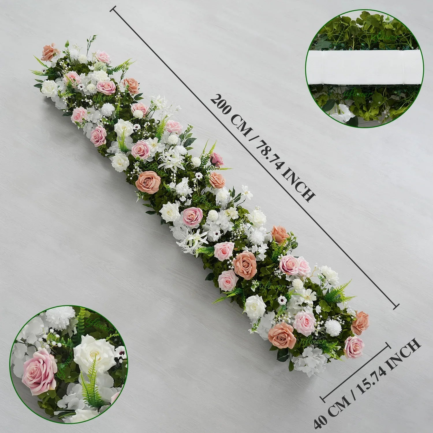 Uflower Pink White Greenery Flower Arrangement Table Runner Round Arch SET80201 - Uflower