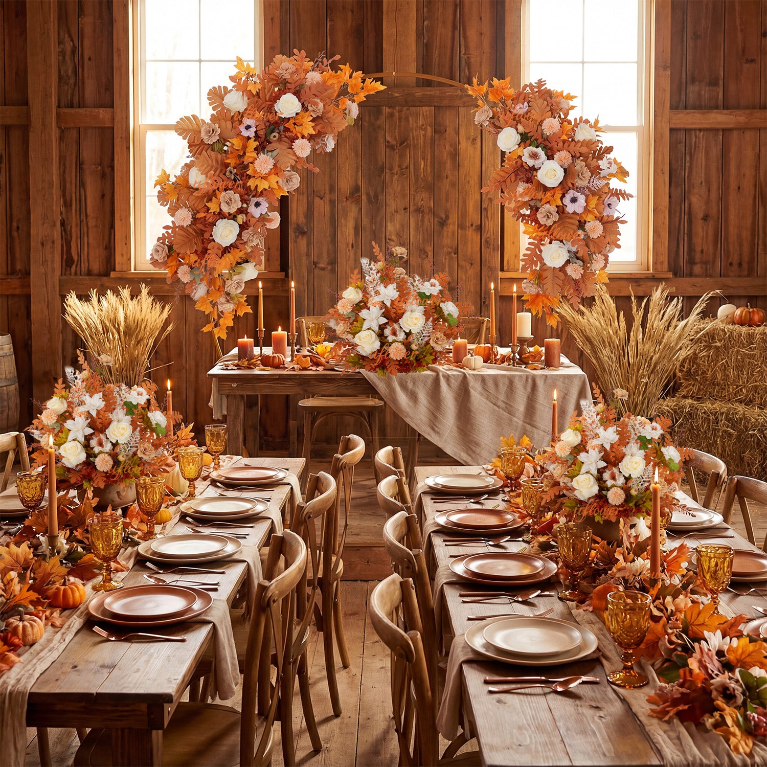 Artificial Orange Wedding KT Backdrop Flower Row Decor