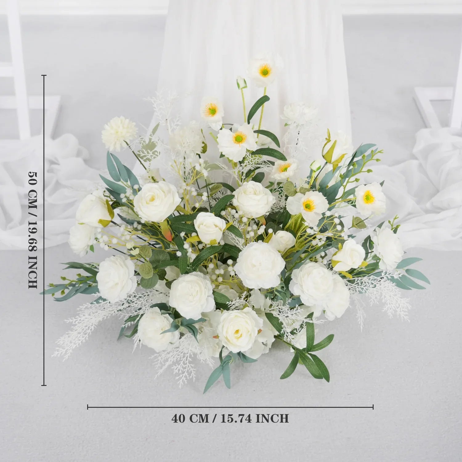 Artificial White Green Wedding KT Backdrop Flower Row Decor - Uflower