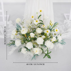 Artificial White Green Wedding KT Backdrop Flower Row Decor