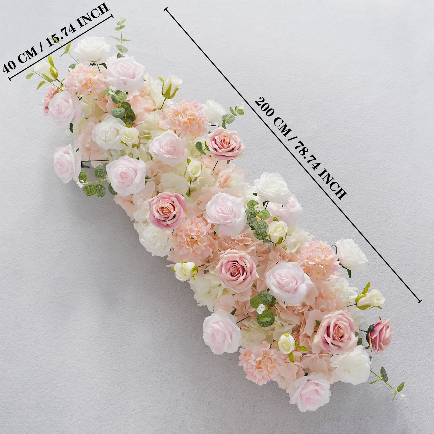 Uflower Pink Rose Table Runner Sofa Floral Wedding Backdrop Decor