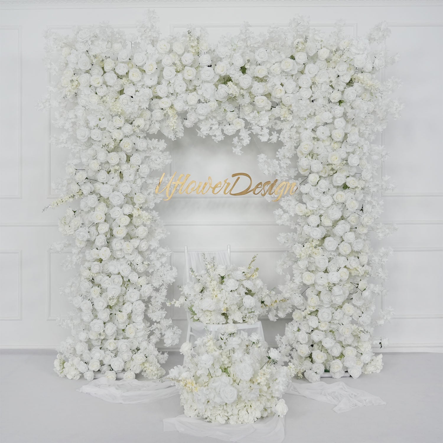 Artificial White Rose Flower Arrangement Wedding Backdrop Decor Props