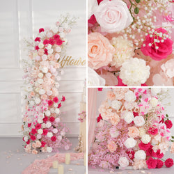Uflower Pink White Floral Horn Arch Wedding Party Backdrop Decor