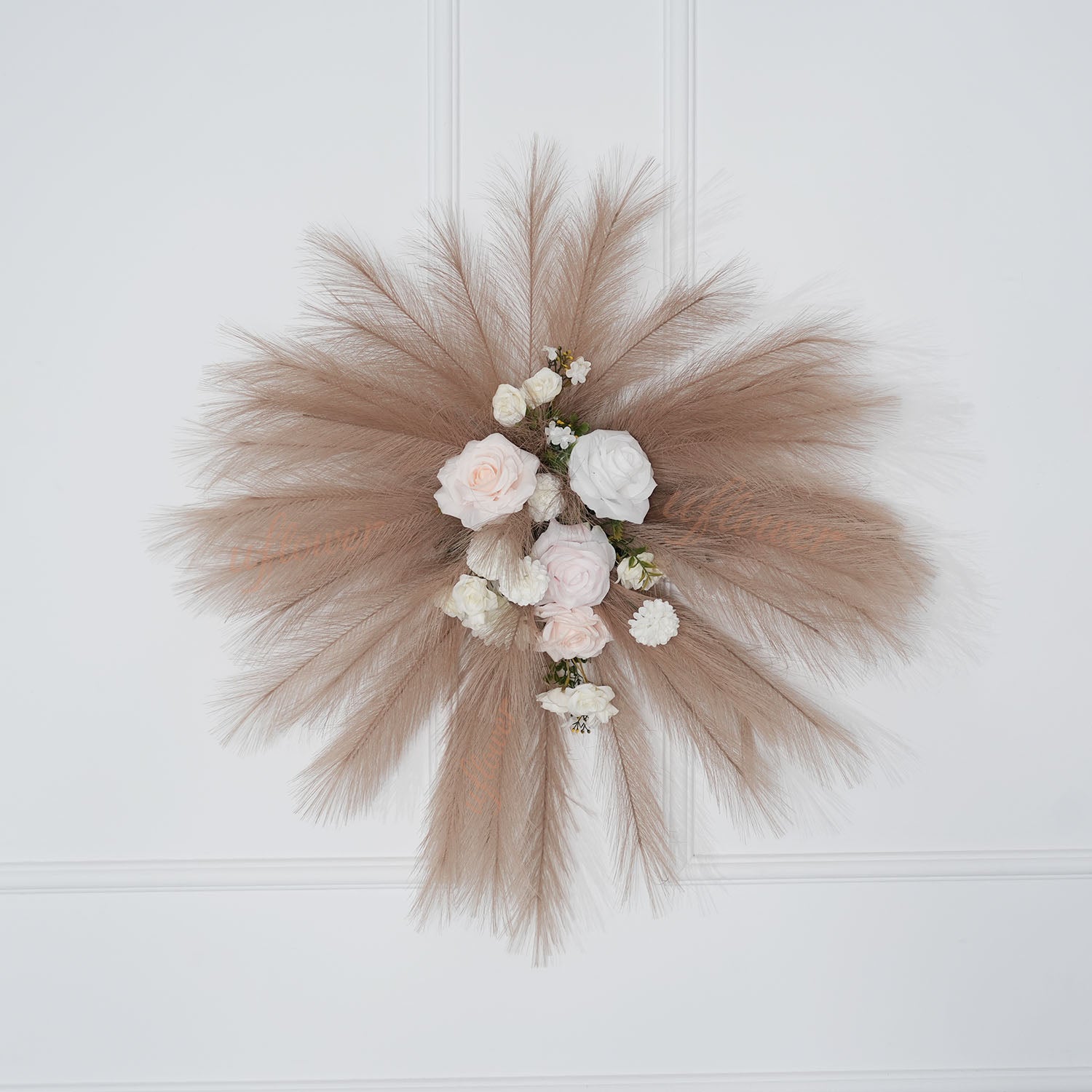 Uflower Pampas Grass Rose Wedding Floral Arrangement KT Backdrop Decor