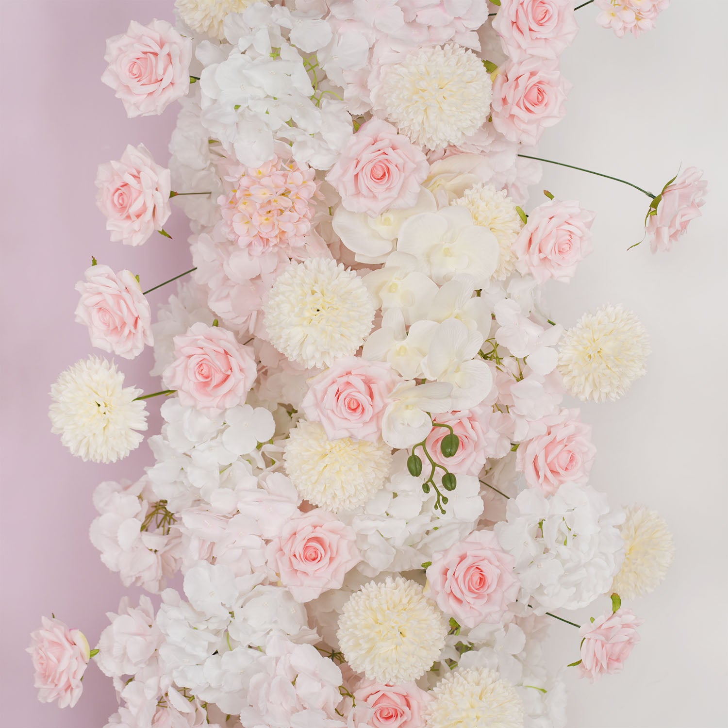 Uflower Pink Rose Orchid Pompoms Wedding Background Arch KT Board Decorative Flower