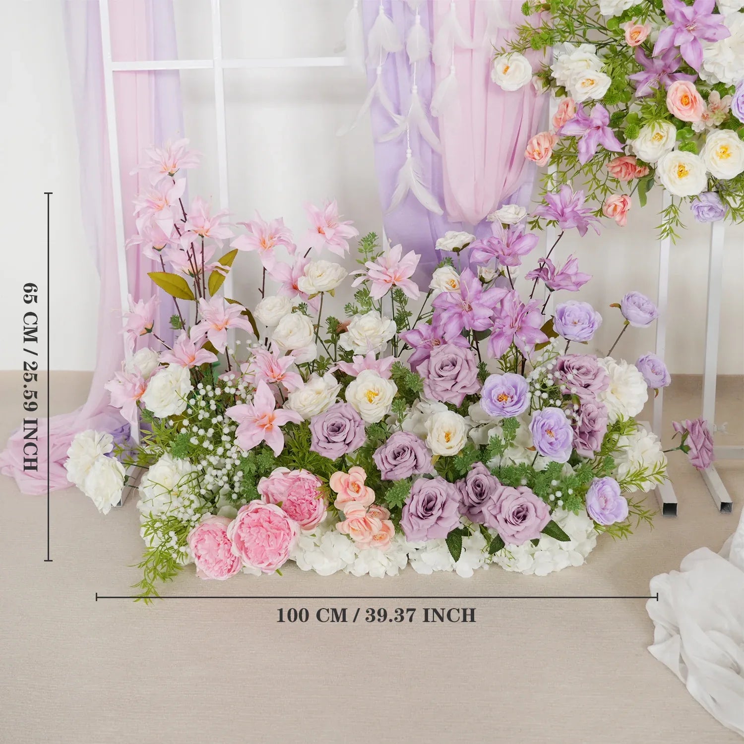Uflower Artificial Purple Pink Wedding KT Backdrop Flower Row Decor - Uflower