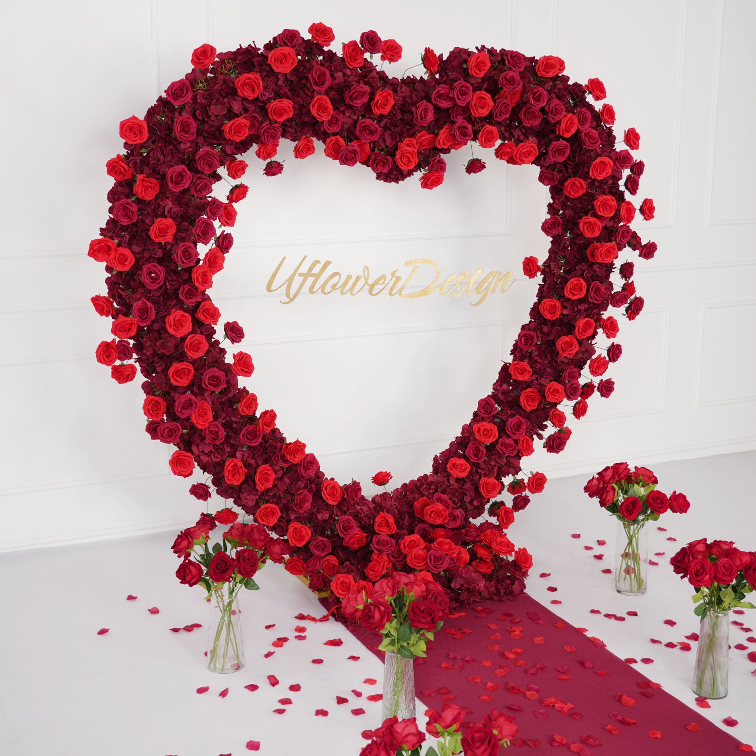 2*2m Rose Red Gradient Flower Wall