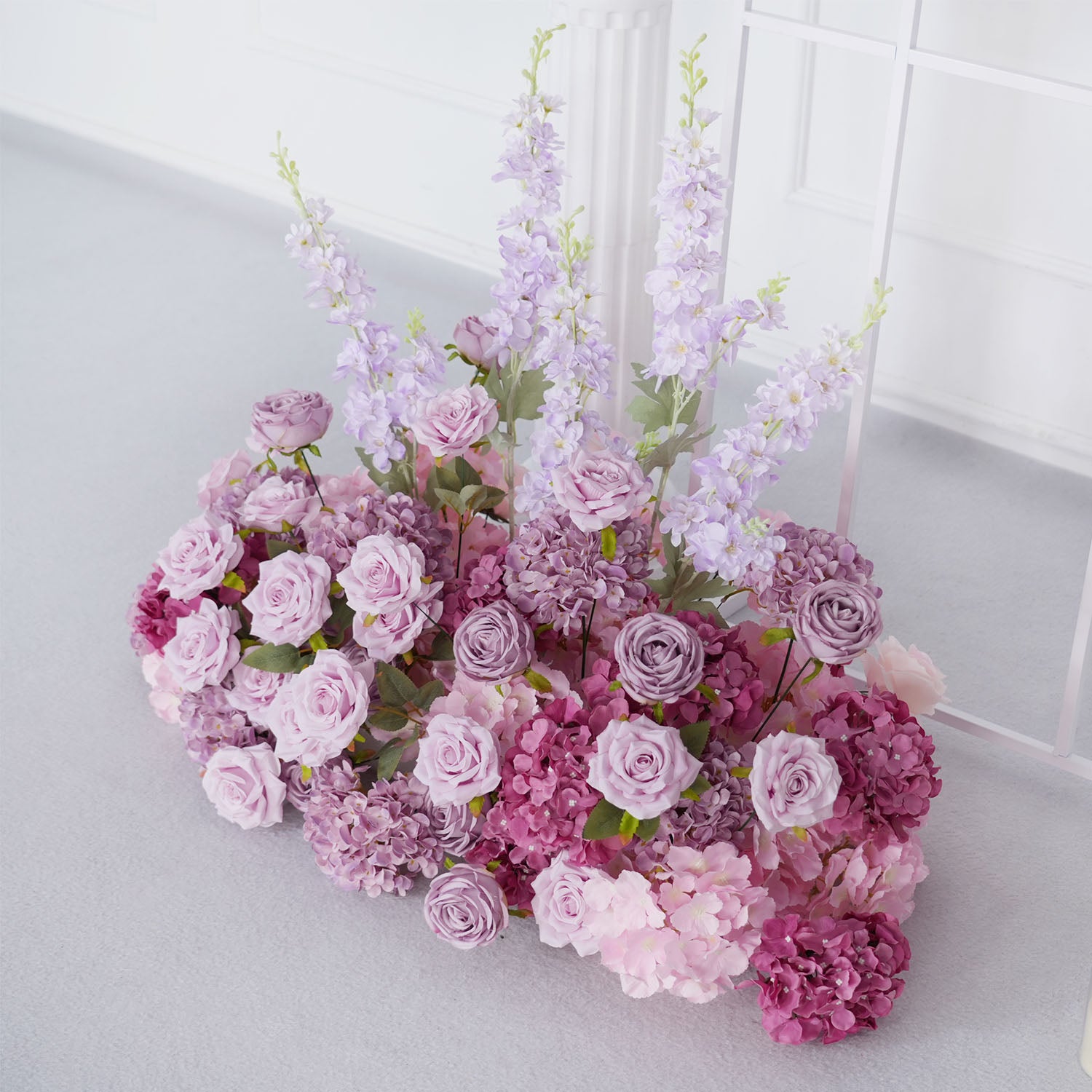 Uflower Rose Hydrangea Calla Lily Wedding Backdrop Arch Hanging Flower Row Floor Floral Arrangement