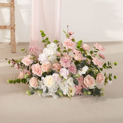 Uflower Wedding Backdrop Pink Rose Green Leaf Floral Arrangement