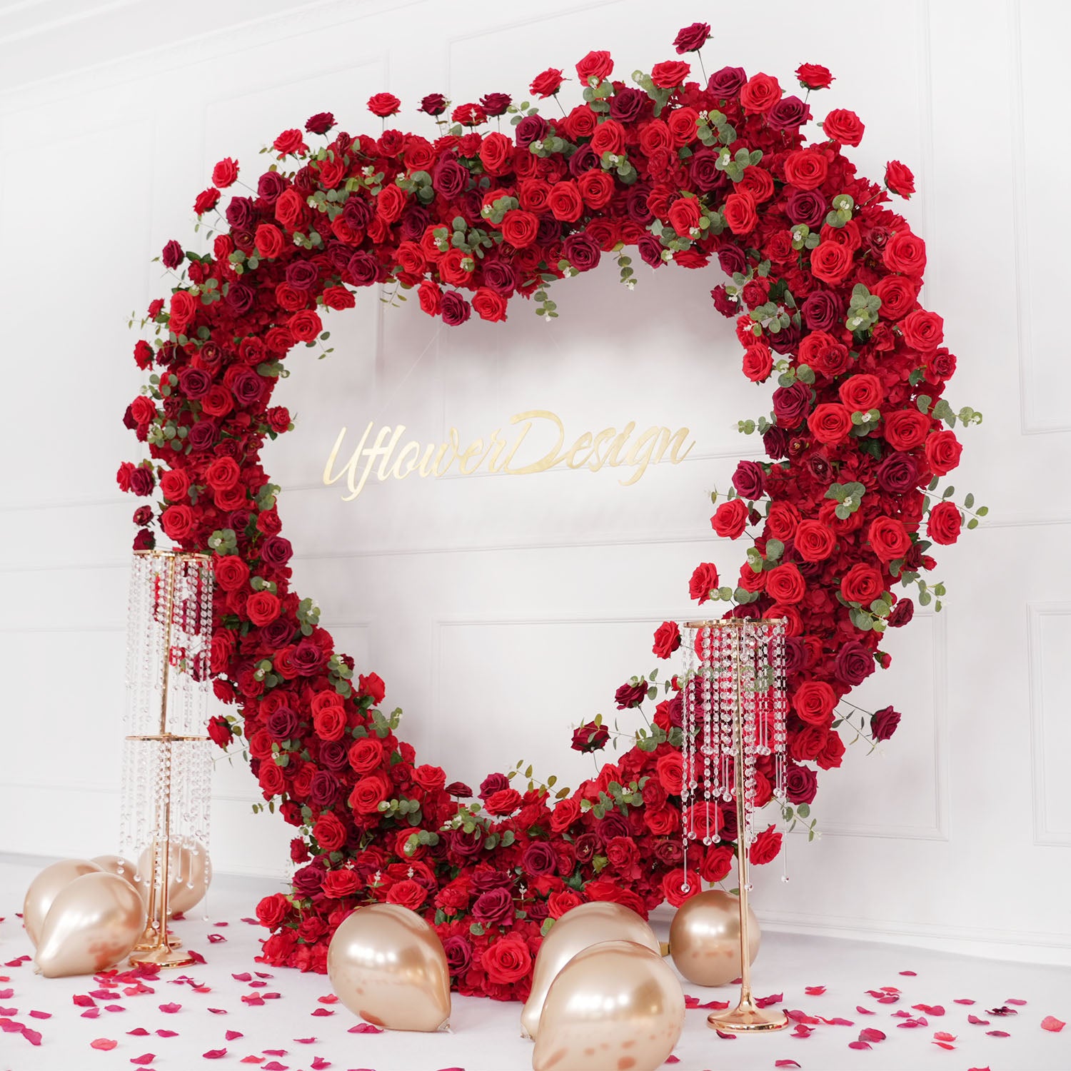 2.2m*2.2m Red Rose Wedding Arch Heart Arch Decor