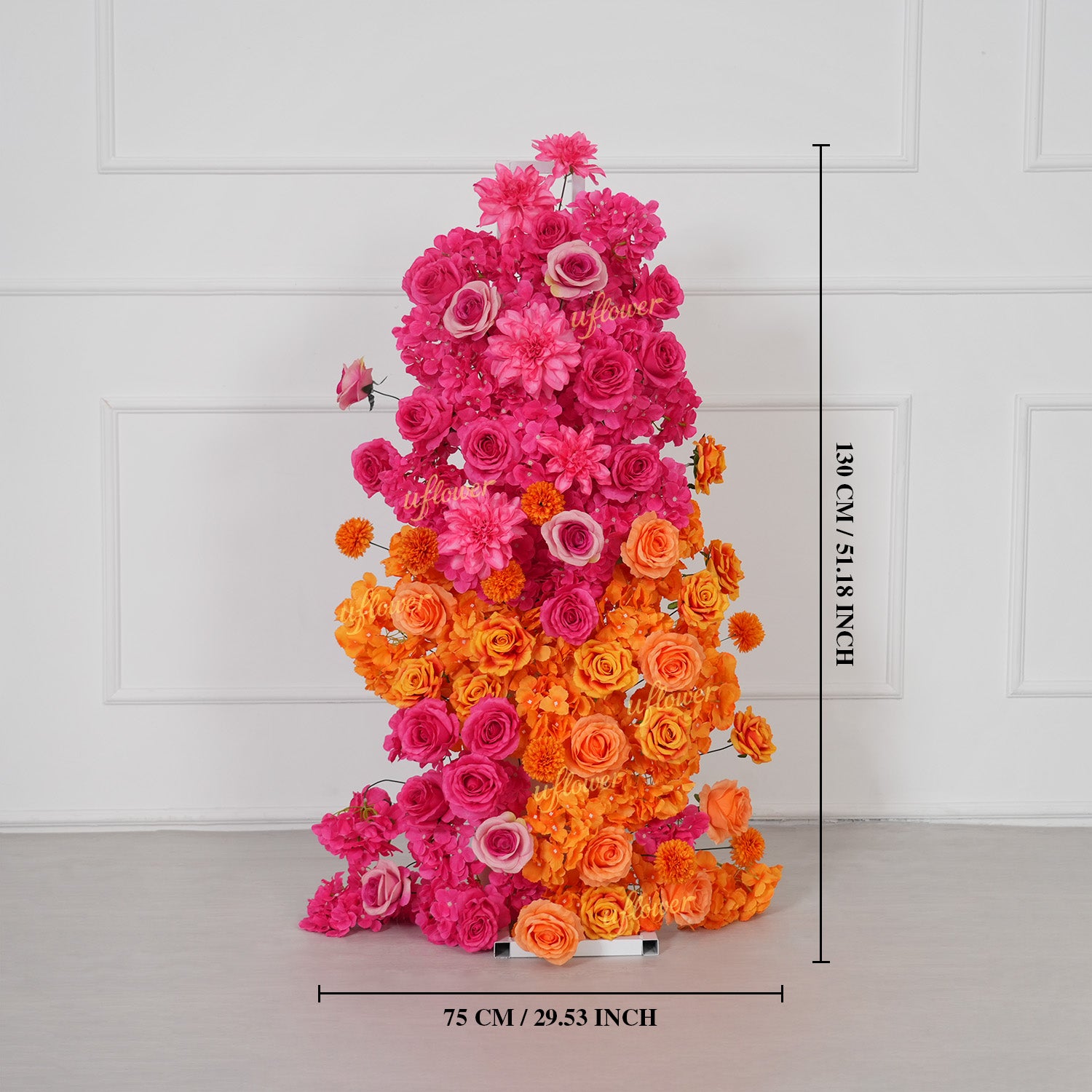 Uflower Rose Red Orange Flower Wedding Backdrop Arch Floral Arrangement