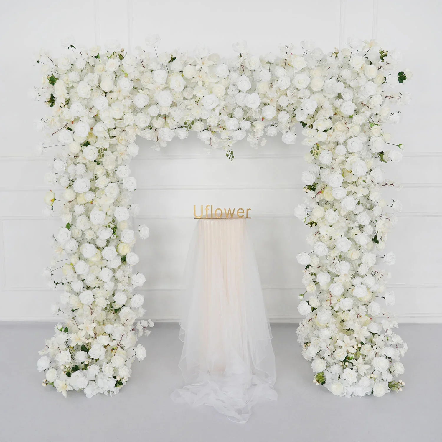 White Rose Flower Row Wedding Background Frame Arch