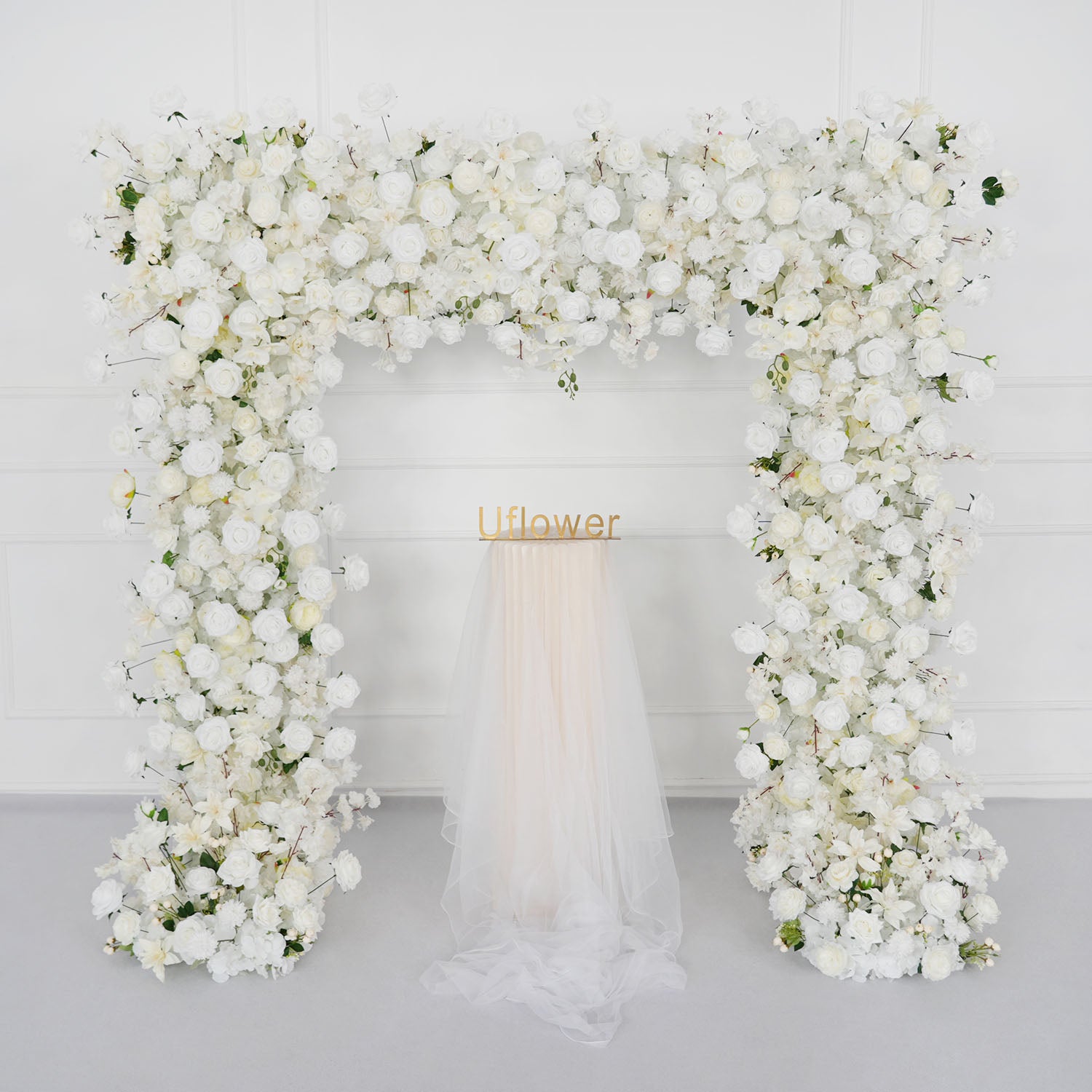 White Rose Flower Row Wedding Background Frame Arch