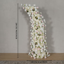 Uflower Pink White Rose Floral Horn Arch Wedding Party Backdrop Decor