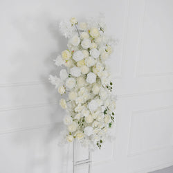 Uflower Artificial White Rose Flower Row Wedding KT Backdrop Decor