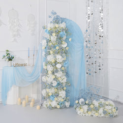 Uflower Blue White Flower Wedding Backdrop Arch Floral Arrangement