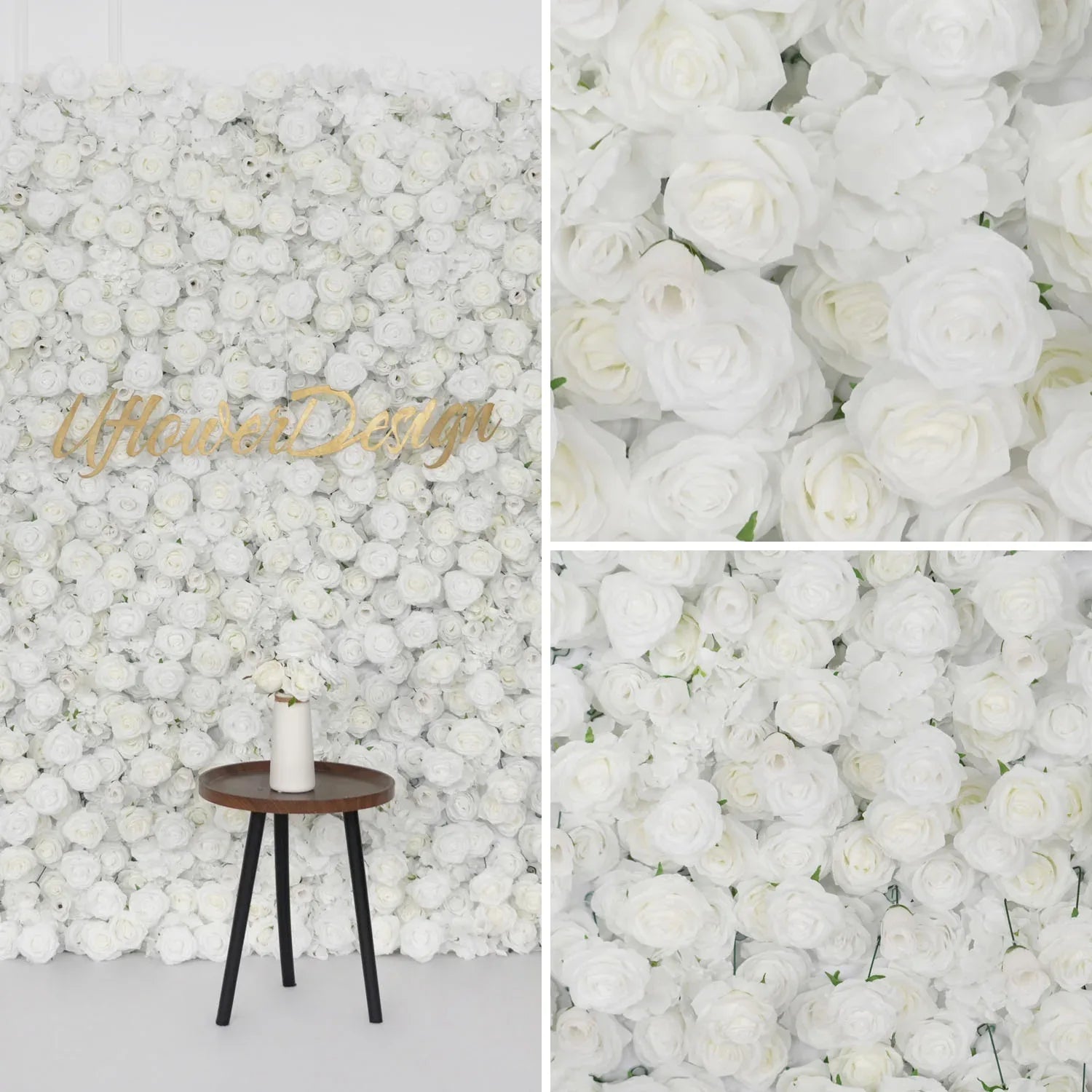 Uflower Artificial White Flower Wall Wedding Backdrop Decor - Uflower